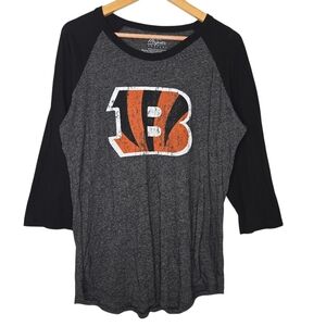 Majestic Threads Womens Cincinnati Bengals Joe Burrow 3/4 Sleeve Top 2X